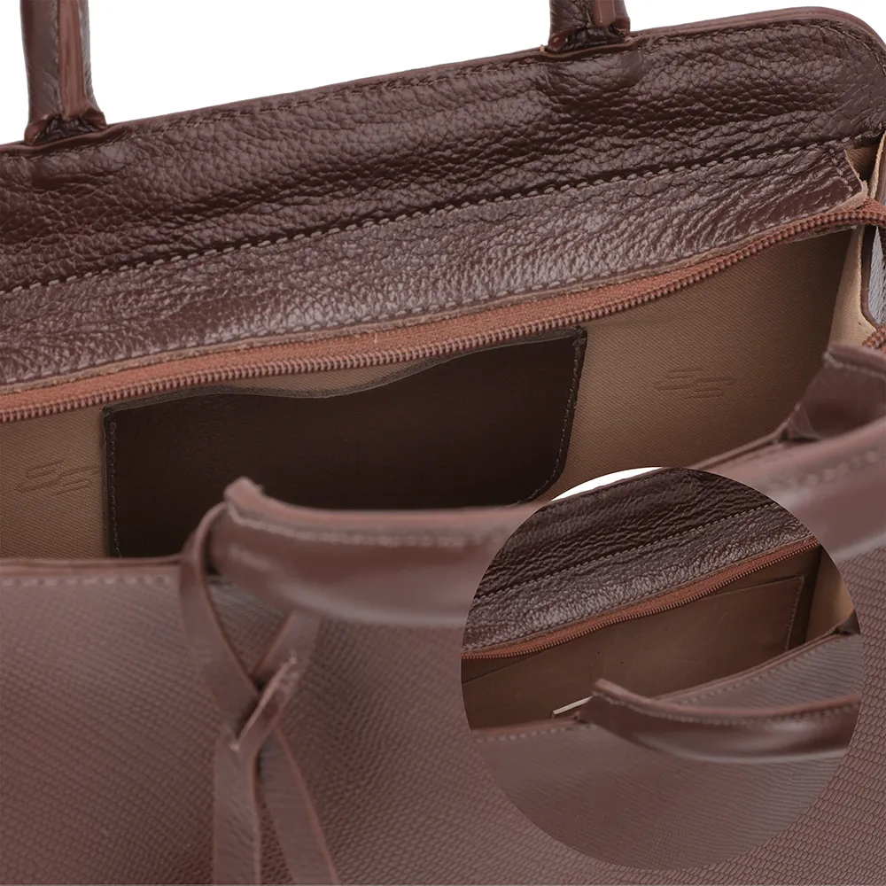Bolsa Tote Couro Marrom Luxuosa Confortável Espaçosa Resistente Estilo