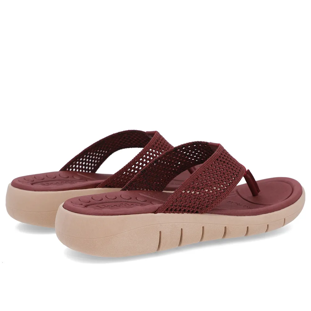 Chinelo Salto Rasteiro Tricot Vermelho Confortável Elegante Casual Feminino