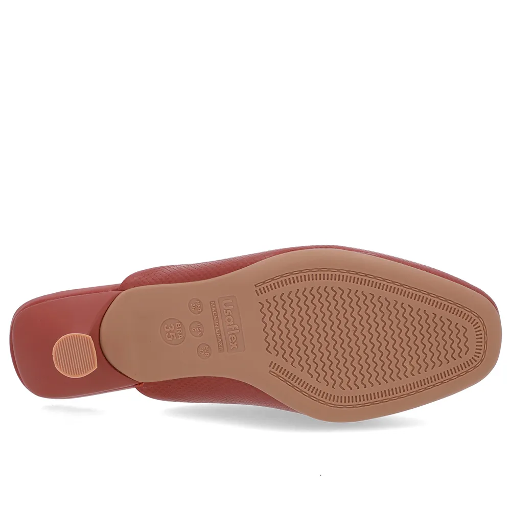Mule Marrom Couro Feminino Conforto Salto Baixo Kitten Elegante