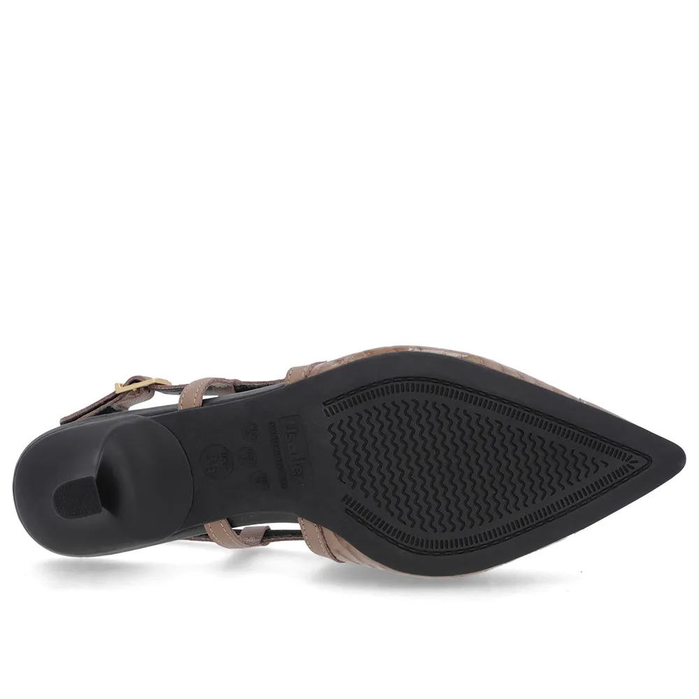 Slingback Marrom Salto Kitten Couro Croco Elegante Confortável Feminino
