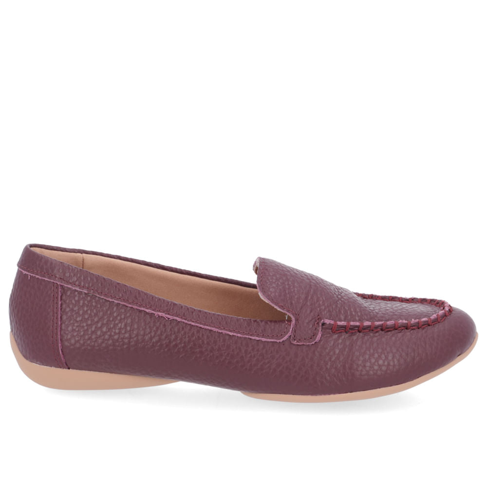 Mocassim Roxo Couro Básico com Tecnologia Hidratante e Aloe Vera