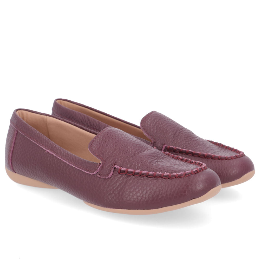Mocassim Roxo Couro Básico com Tecnologia Hidratante e Aloe Vera
