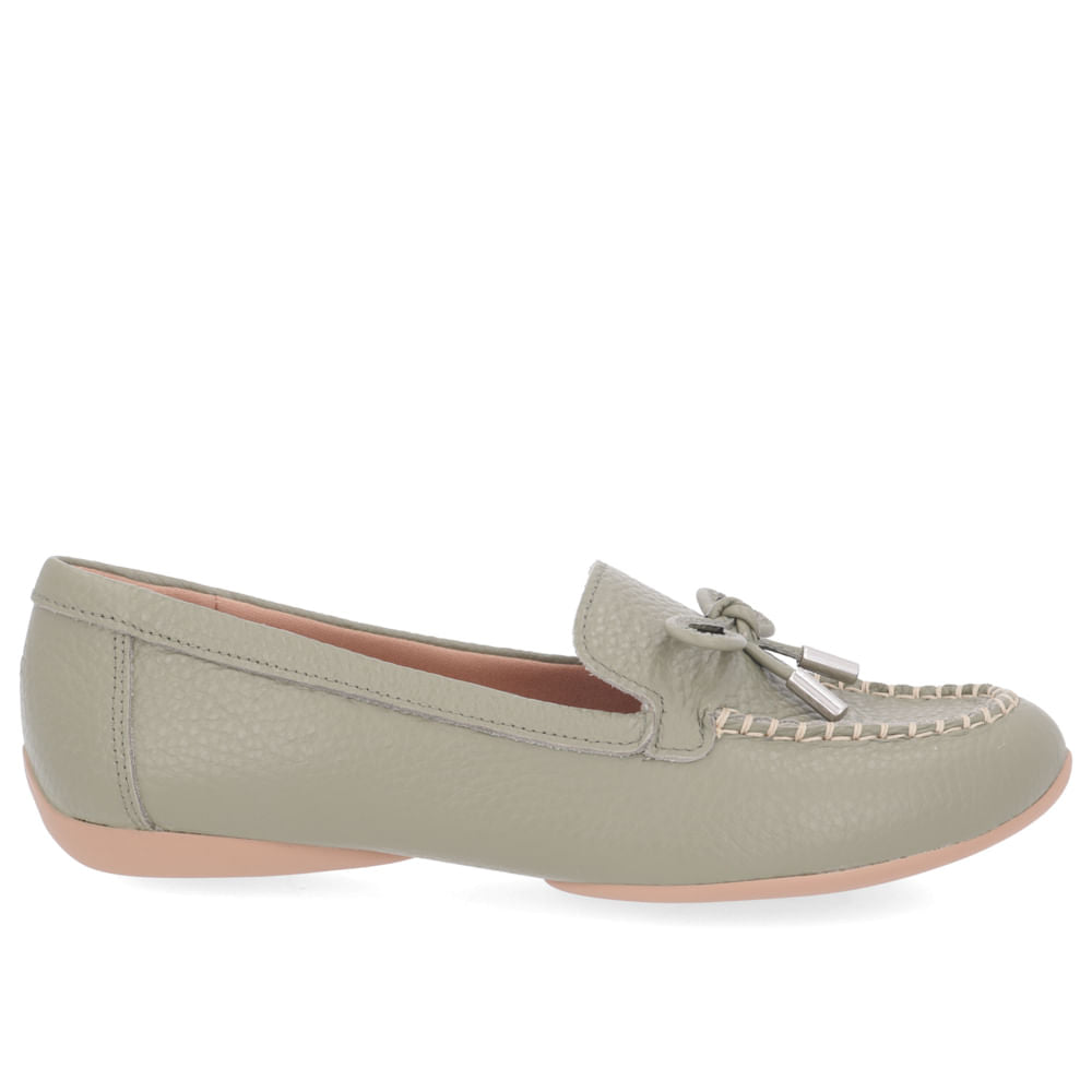 Mocassim Verde Militar Couro Macio Com Tecnologia Hidratante Aloe Vera