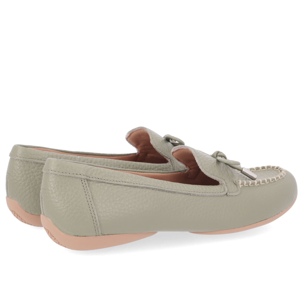 Mocassim Verde Militar Couro Macio Com Tecnologia Hidratante Aloe Vera