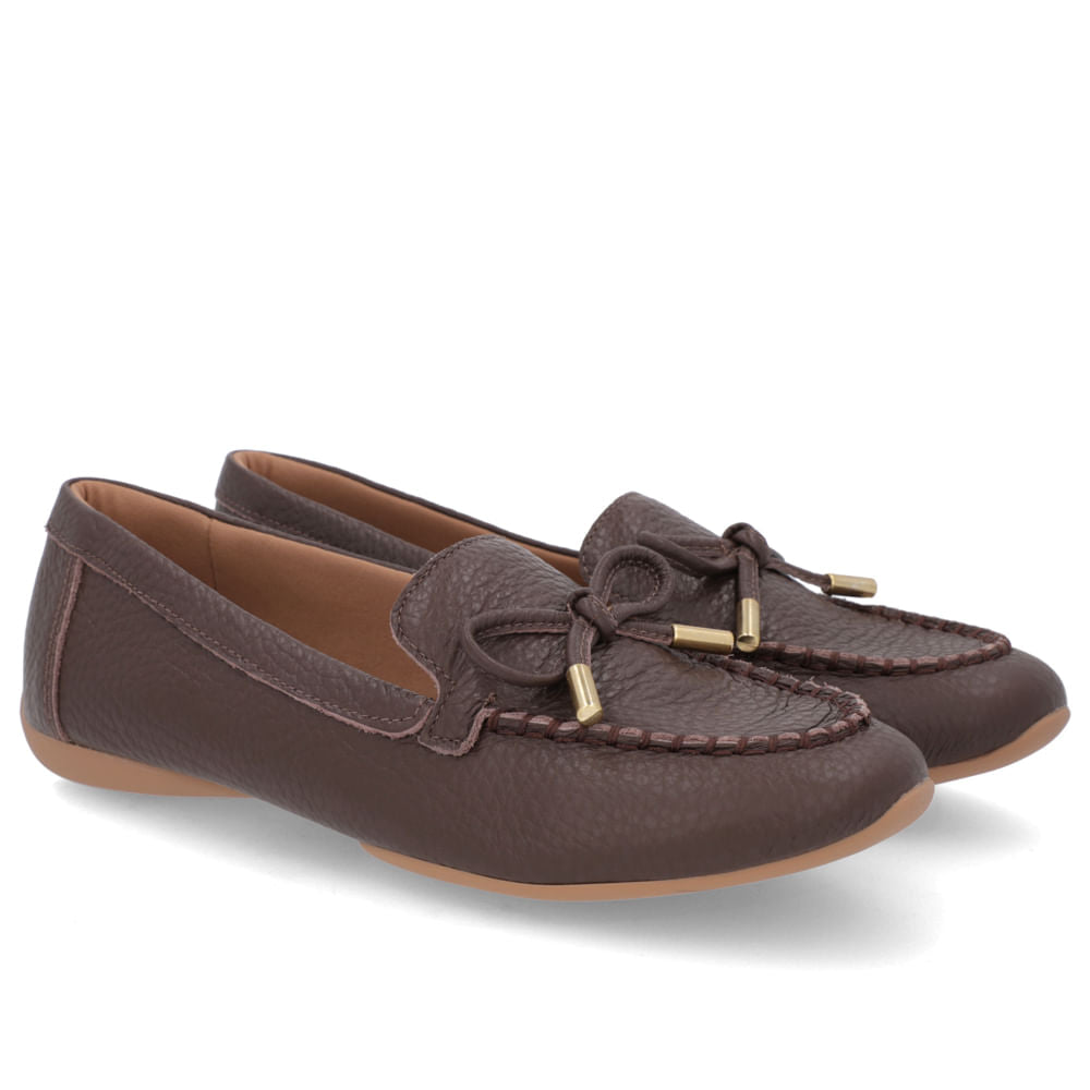 Mocassim Masculino Couro Chocolate com Enfeite de Laço Macio