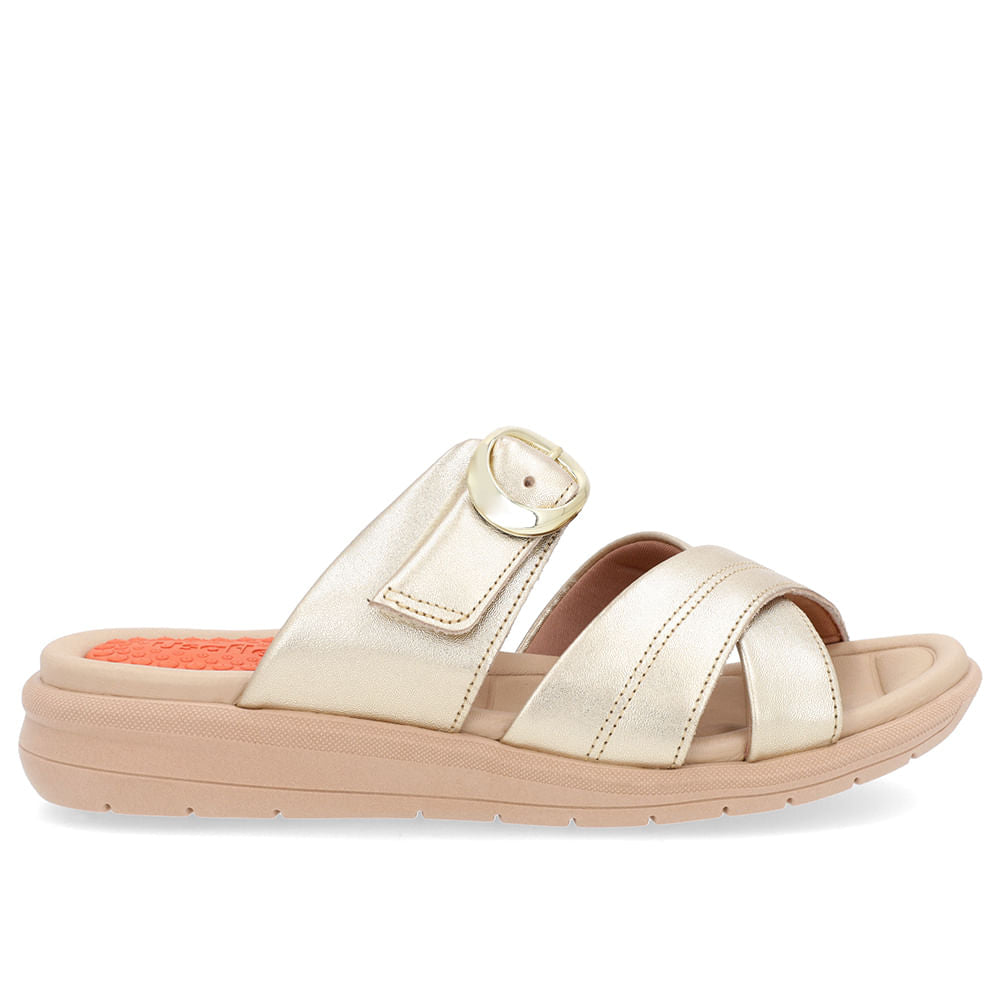 Slide Plataforma Couro Soft Ouro Light com Amortecedor Borracha