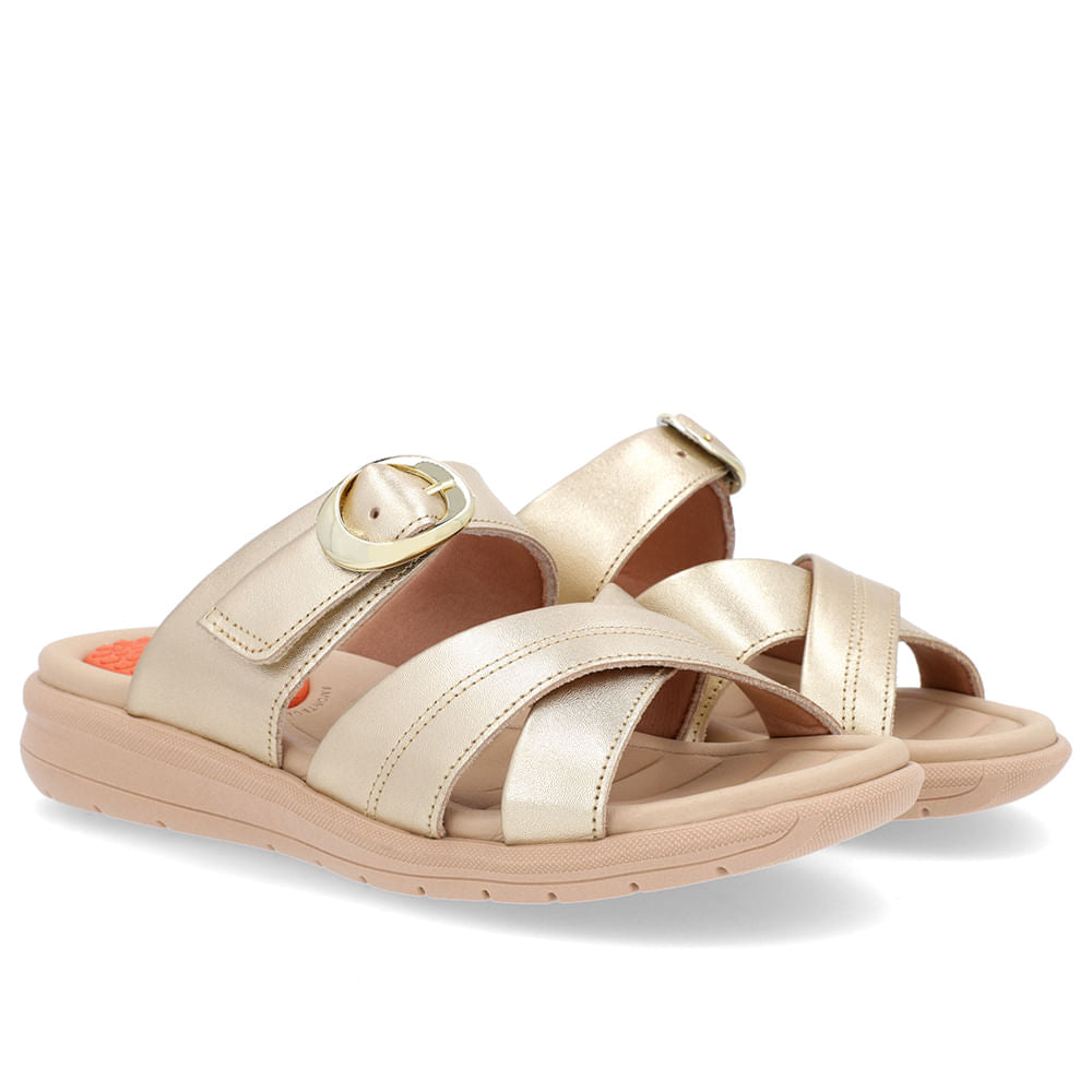 Slide Plataforma Couro Soft Ouro Light com Amortecedor Borracha