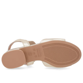 Sandália Básica em Couro Soft Ouro Light com Detalhe Elástico