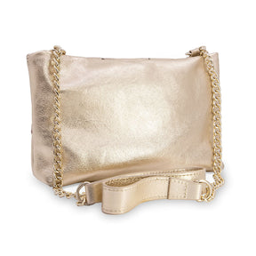 Bolsa Tiracolo Couro Metalizado Ouro Light Comfy Trançado Moderno