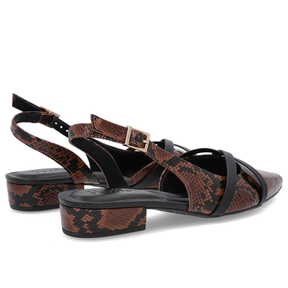 Slingback Semi Aberto Estampa Animal Couro Verdadeiro Feminino