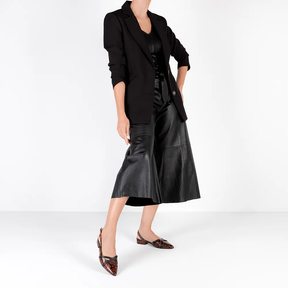 Slingback Semi Aberto Estampa Animal Couro Verdadeiro Feminino
