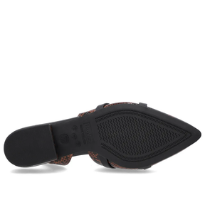 Slingback Semi Aberto Estampa Animal Couro Verdadeiro Feminino