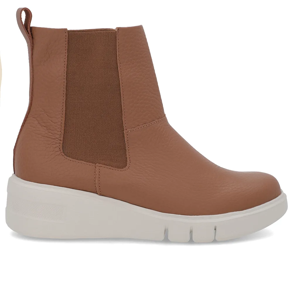Bota Coturno Marrom Couro Elástico Lateral Confortável Durável