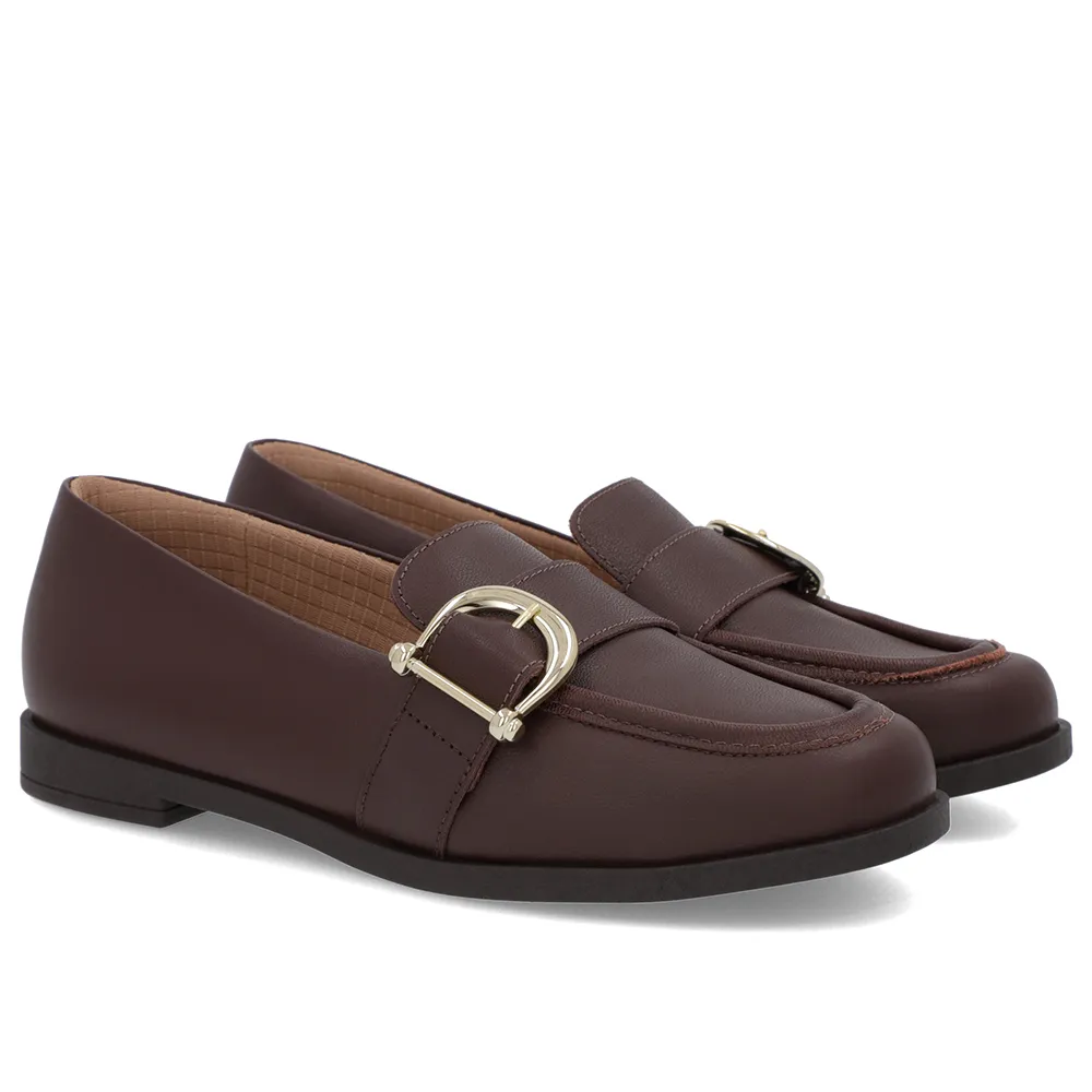 Mocassim Marrom Couro Liso Confortável Design Clássico Masculino