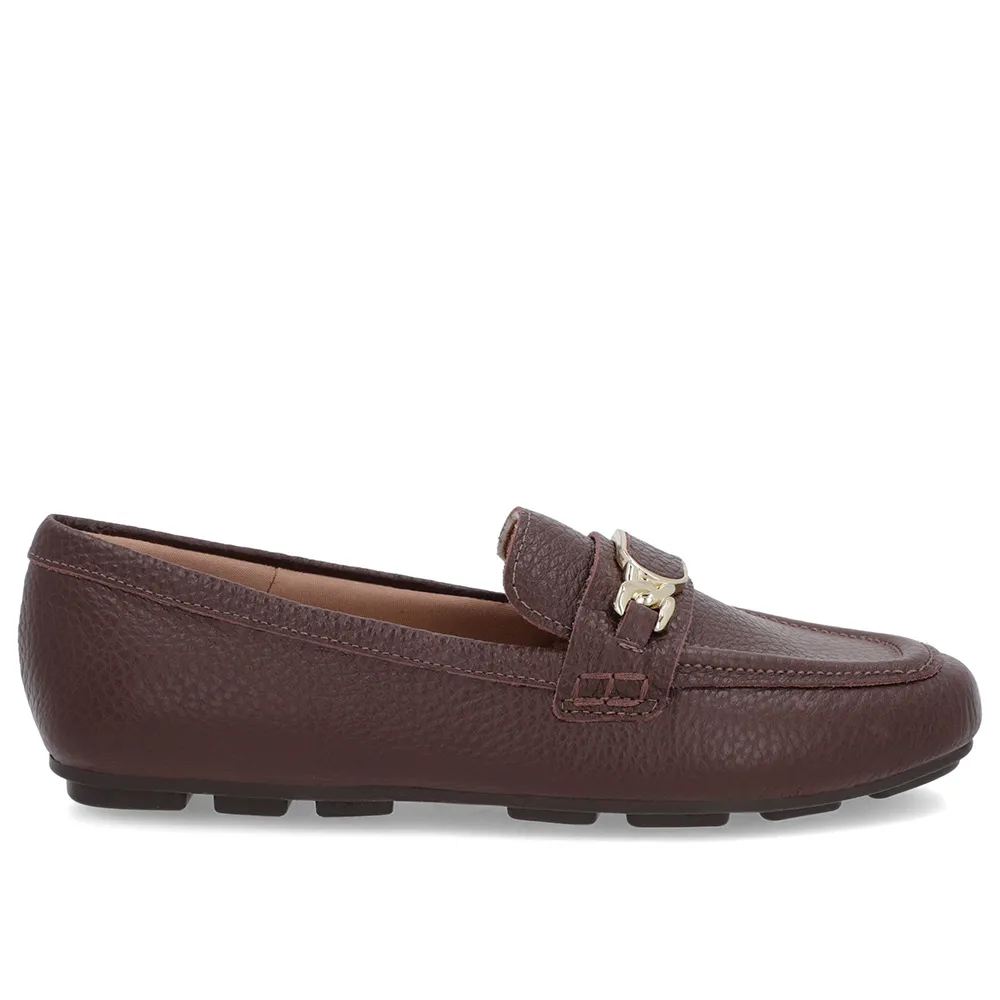 Loafer Marrom Couro Textura Bridão Confortável Estilo Casual Elegante Masculino