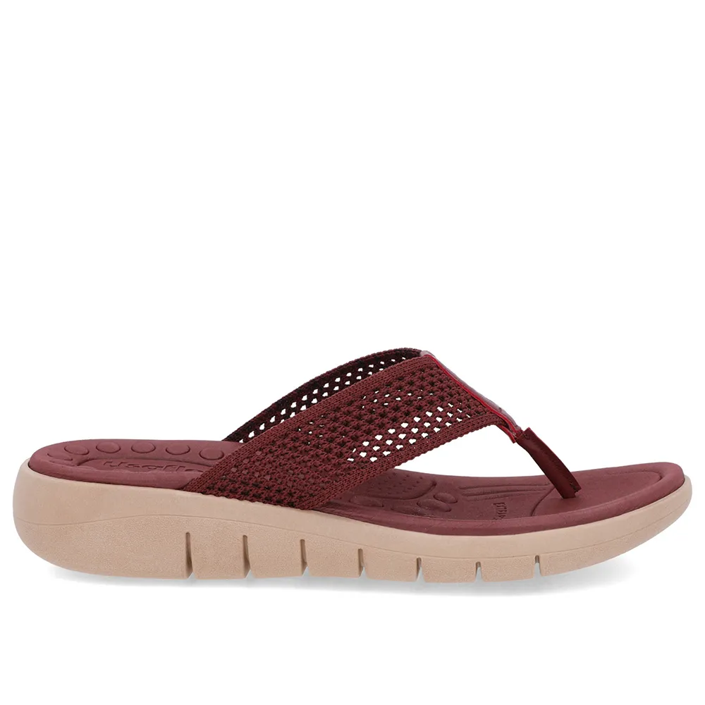 Chinelo Salto Rasteiro Tricot Vermelho Confortável Elegante Casual Feminino
