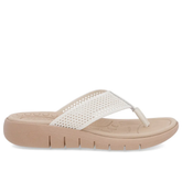 Chinelo Salto Rasteiro Tricot Branco Marfim Confortável Elegante Feminino