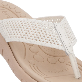 Chinelo Salto Rasteiro Tricot Branco Marfim Confortável Elegante Feminino