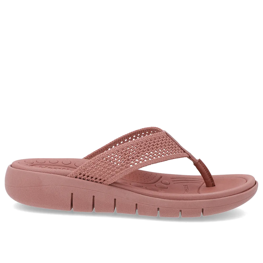 Chinelo Feminino Salto Rasteiro Tricot Rosa Macio e Estiloso