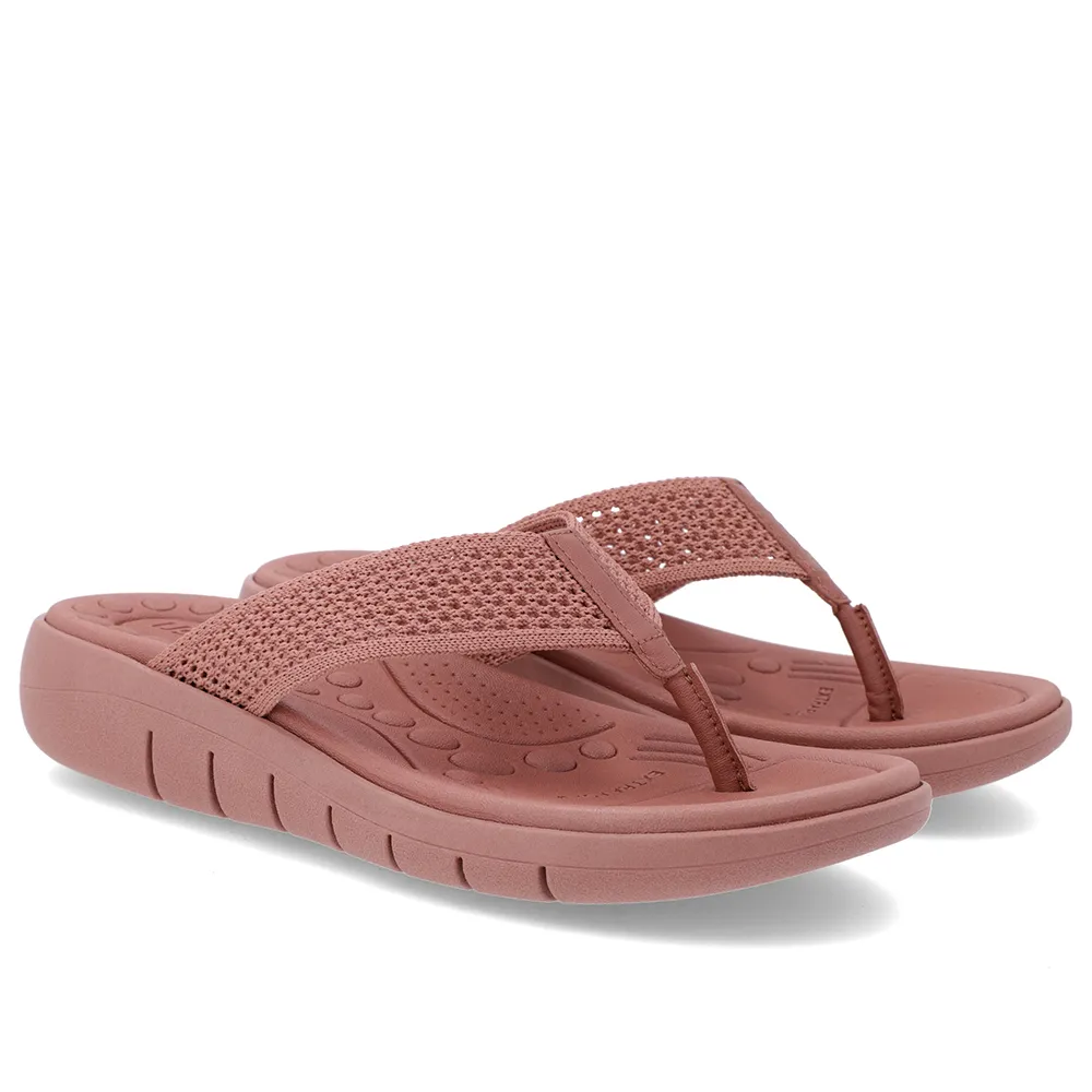 Chinelo Feminino Salto Rasteiro Tricot Rosa Macio e Estiloso