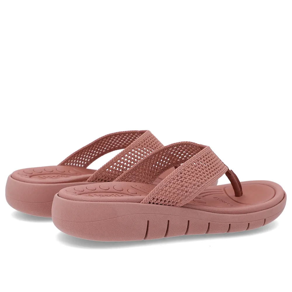 Chinelo Feminino Salto Rasteiro Tricot Rosa Macio e Estiloso
