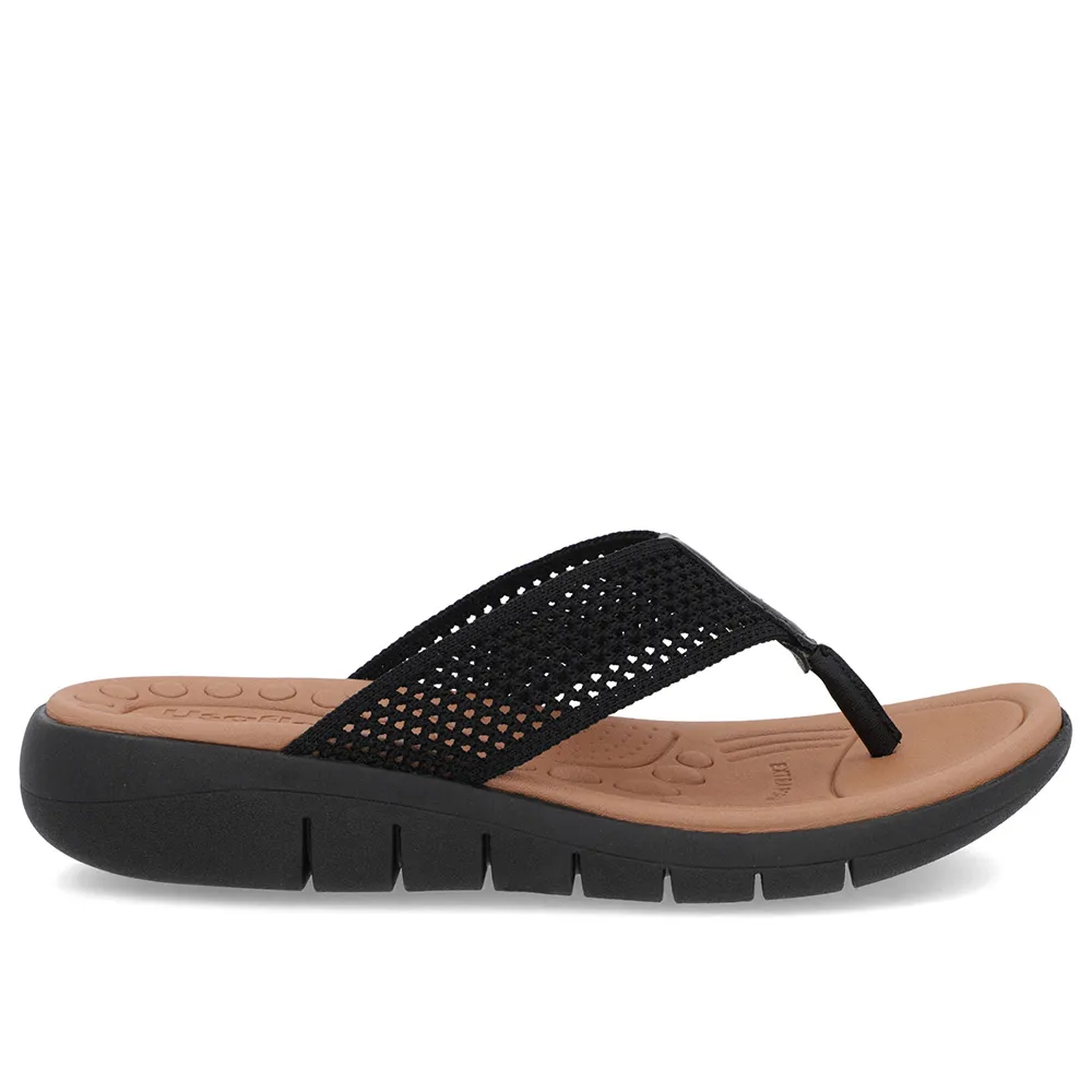 Chinelo Salto Rasteiro Tricot Preto Confortável Estiloso Versátil
