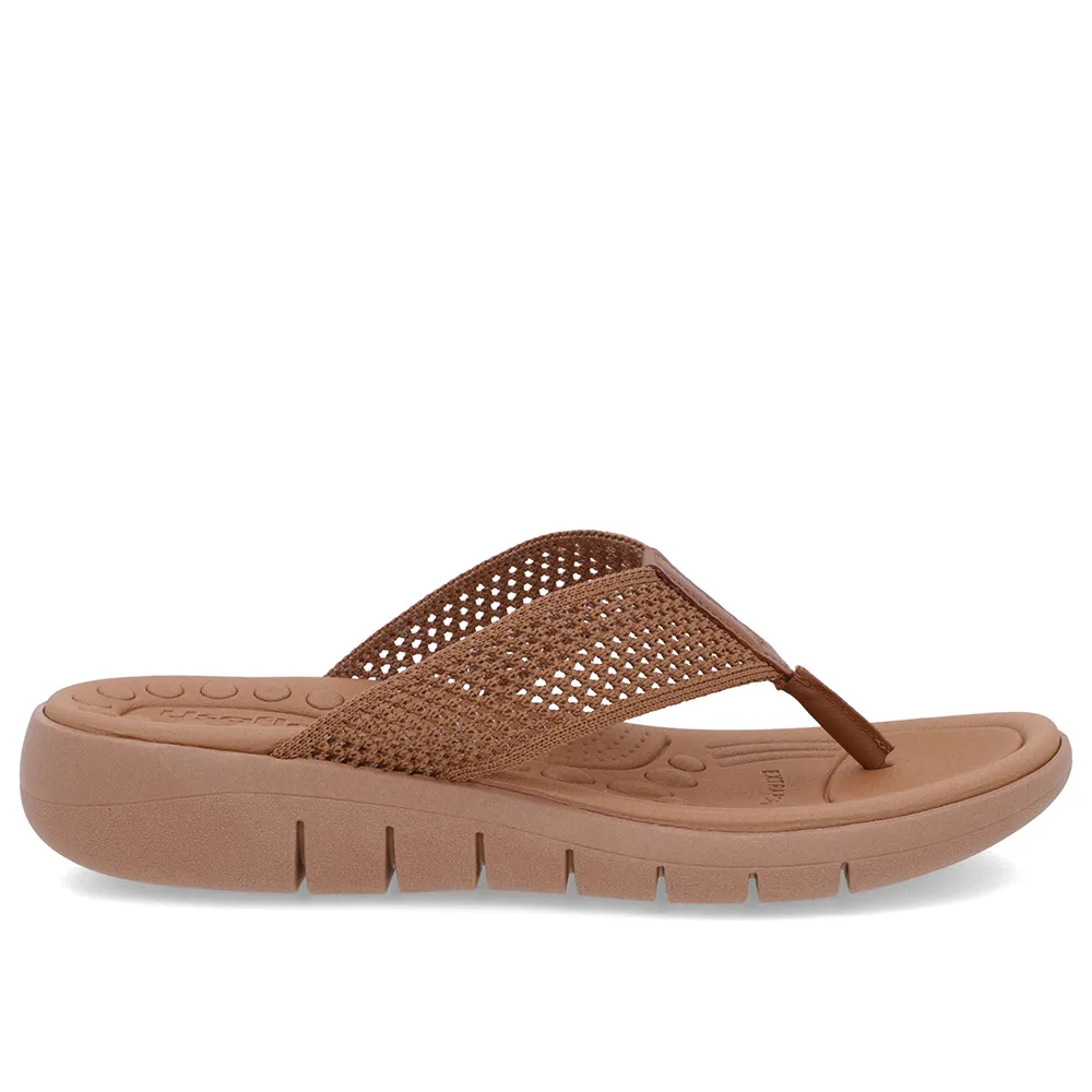 Chinelo Salto Rasteiro Tricot Marrom Confortável Estiloso Casual Feminino