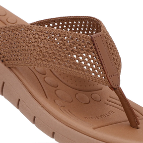 Chinelo Salto Rasteiro Tricot Marrom Confortável Estiloso Casual Feminino