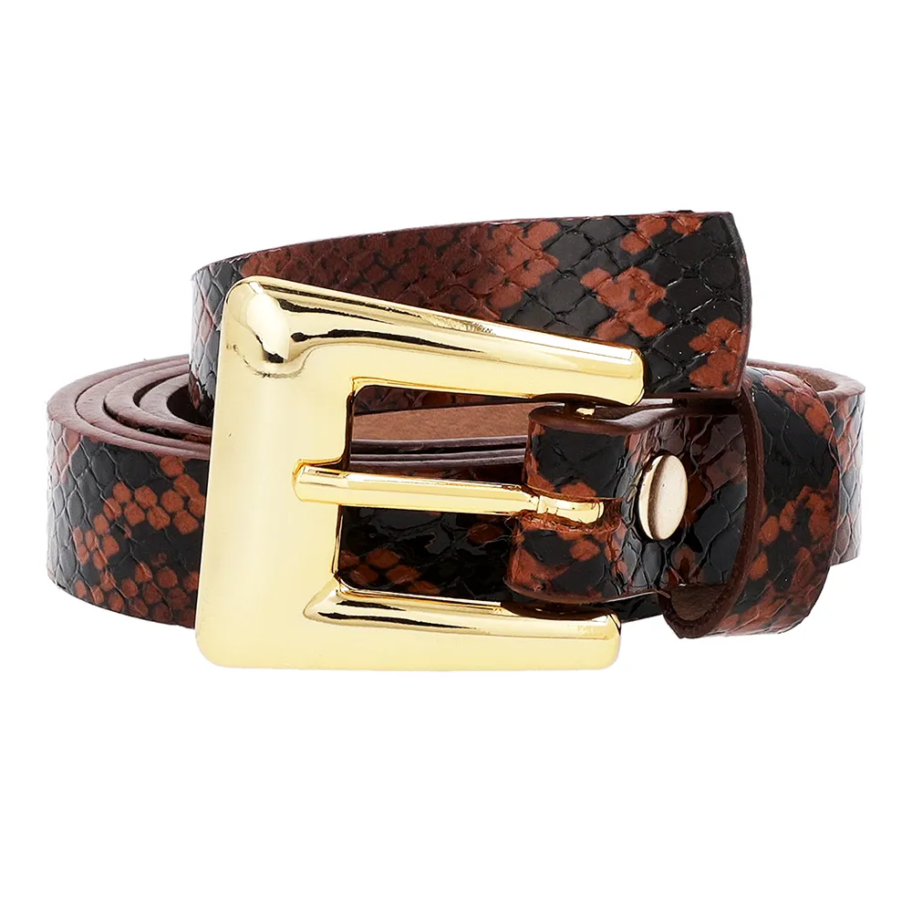 Cinto de Couro Estampa Animal Print Cobra Elegante Resistente