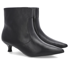 Bota Feminina Couro Preta Salto Kitten Confortável Elegante