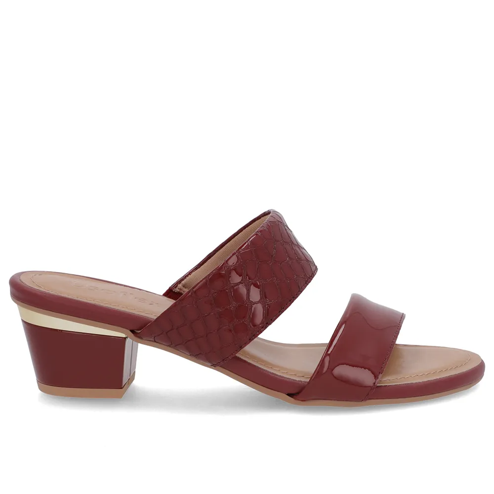 Tamanco Vermelho Verniz Croco com Tiras Ajustáveis Conforto
