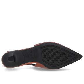 Slingback Cobre Couro Semiaberto Salto Kitten Confortável Elegante