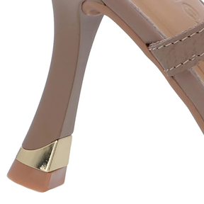 Slingback Marrom Feminino Couro Textura Tira Lateral Confortável Elegante