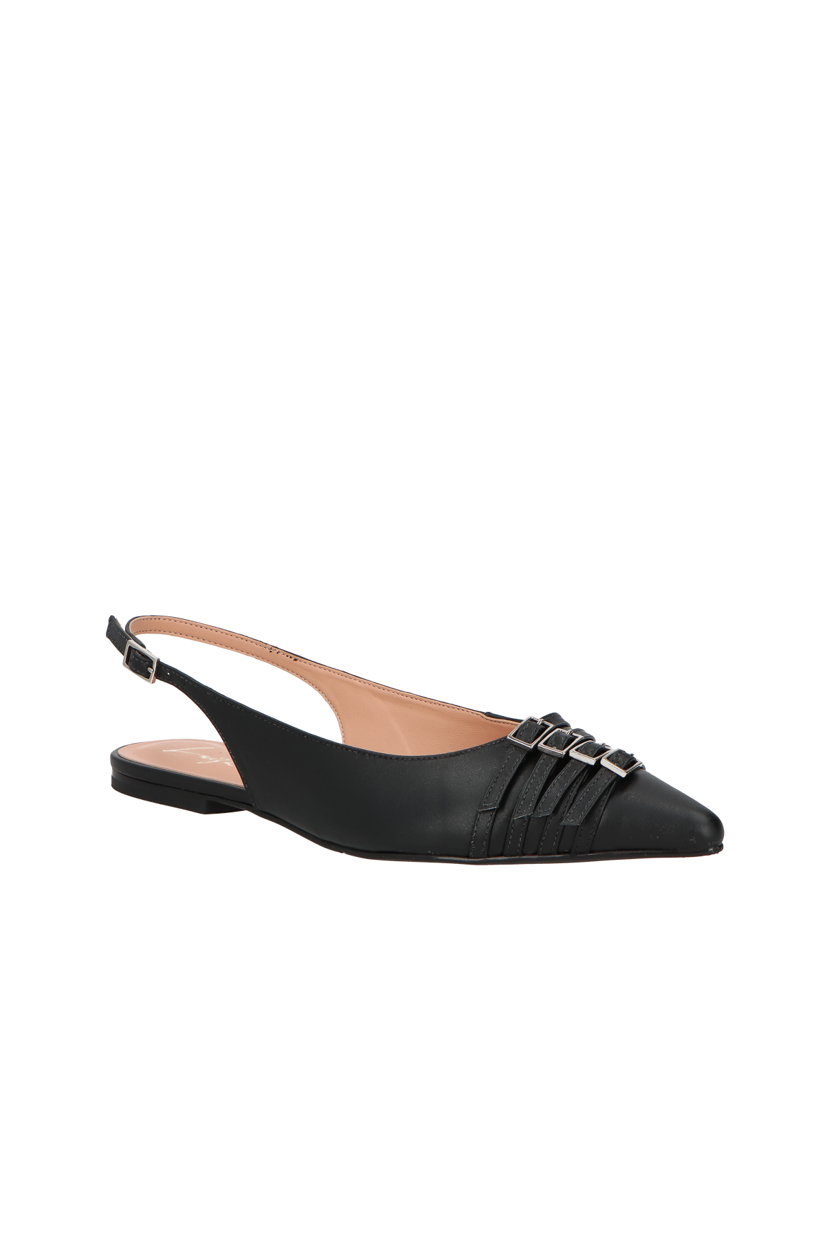 SAPATILHA SLINGBACK EM COURO PRETO COM MULTIFIVELAS