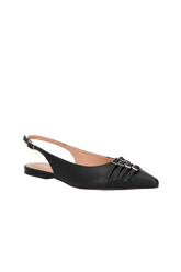 SAPATILHA SLINGBACK EM COURO PRETO COM MULTIFIVELAS