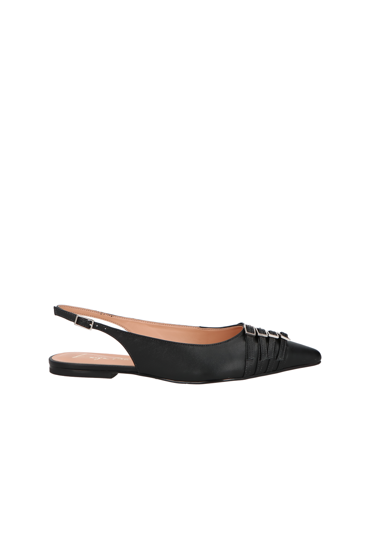 SAPATILHA SLINGBACK EM COURO PRETO COM MULTIFIVELAS