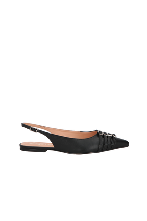 SAPATILHA SLINGBACK EM COURO PRETO COM MULTIFIVELAS